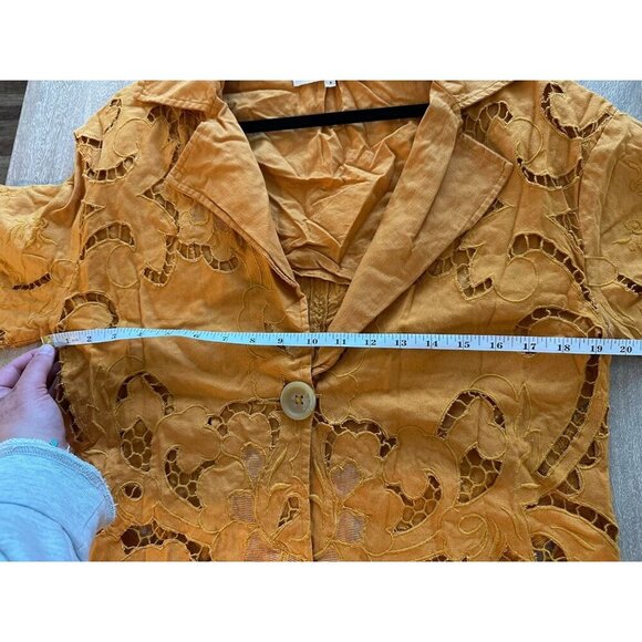 Free People Susanna Cutwork Eyelet Lace Longline Duster Jacket Pumpkin Small - Picture 9 of 10